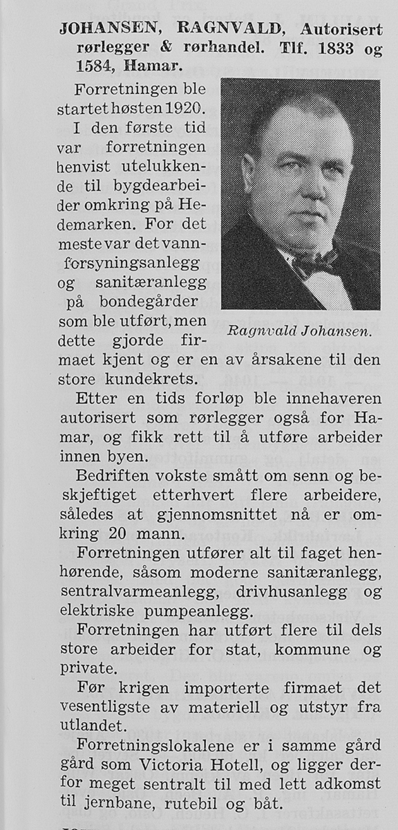 Enggata, Rørlegger Ragnvald Johansen, butikkfasade, eksteriør.