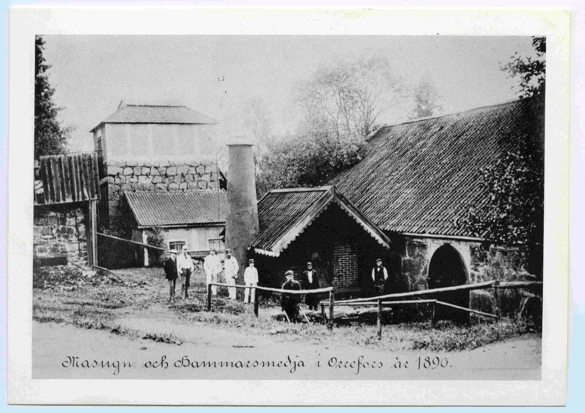 Masugnen och hammarsmedjan i Orrefors i slutet på 1800-talet.