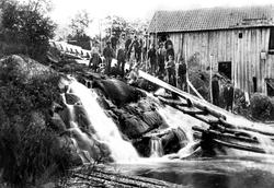 Fløtningsmannskap fra utløpet av Lifossen i Øymark, i 1895. 