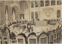 Fra riksretten [Tusj på papir]