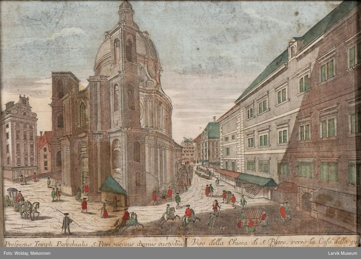 Prospekt over Peterskirke mot tollbod  i Wien