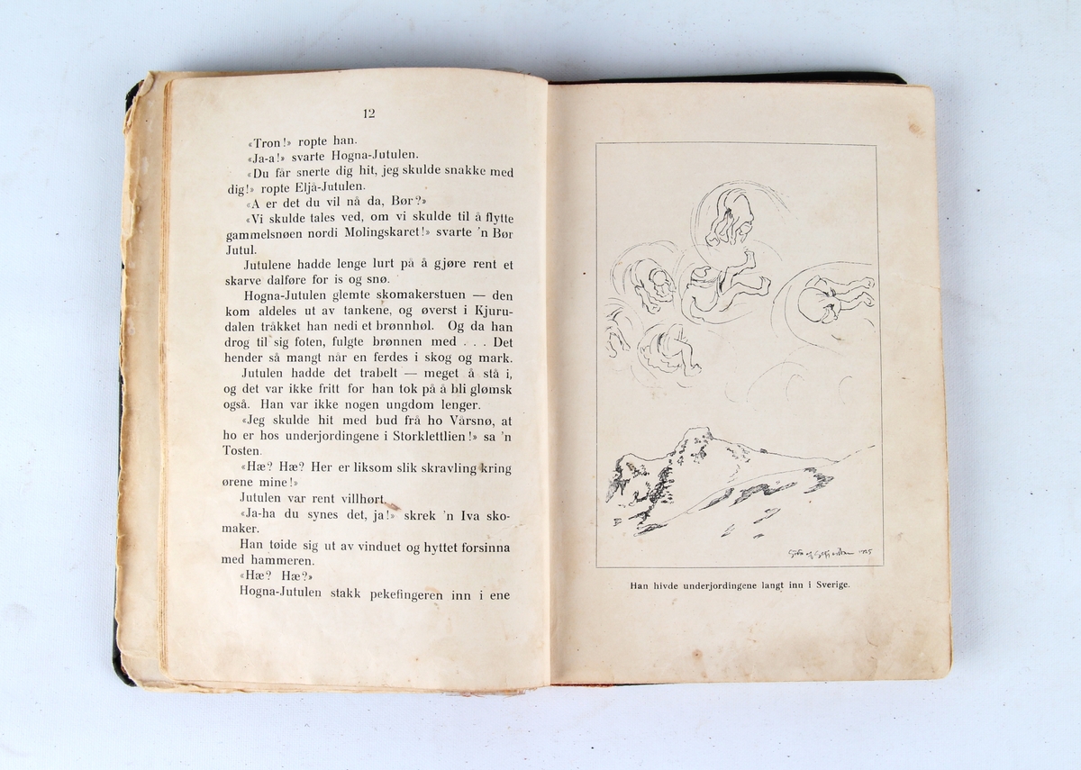 Innbundet eventyrbok for barn illustrert med tegninger av Gösta af Geijerstam