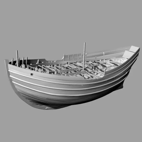 Digital 3D-modell av det arkeologiske skipsfunnet Barcode 2.. Foto/Photo