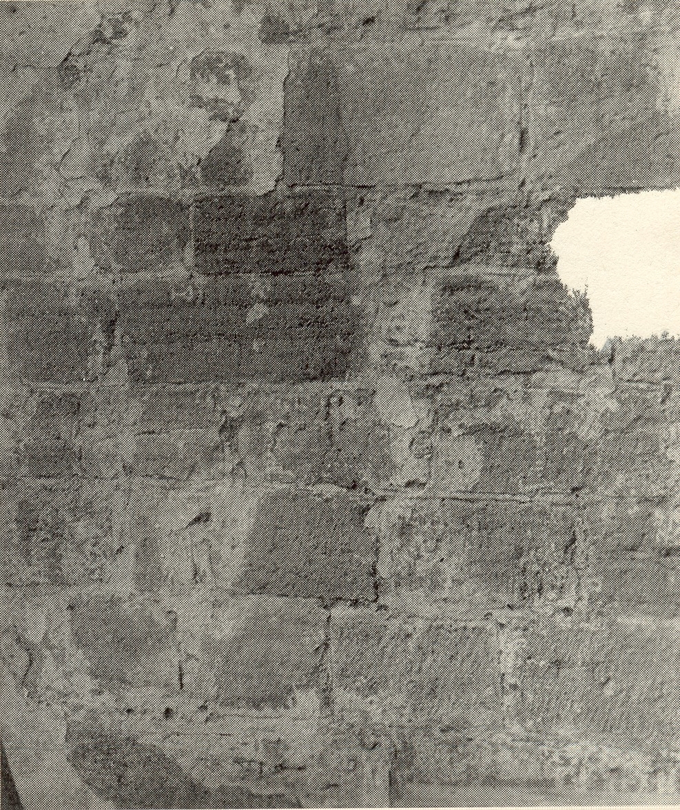 Detalj av kalkstensmurverket i samma fasad.
På vissa plåtar har Martin Olsson klistrat eltejp för att markera hur bilden skulle beskäras i boken.