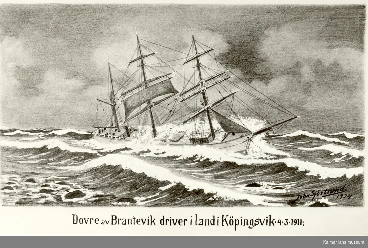 Dovre av Brantevik driver i land i Köpingsvik 4.3.1911.