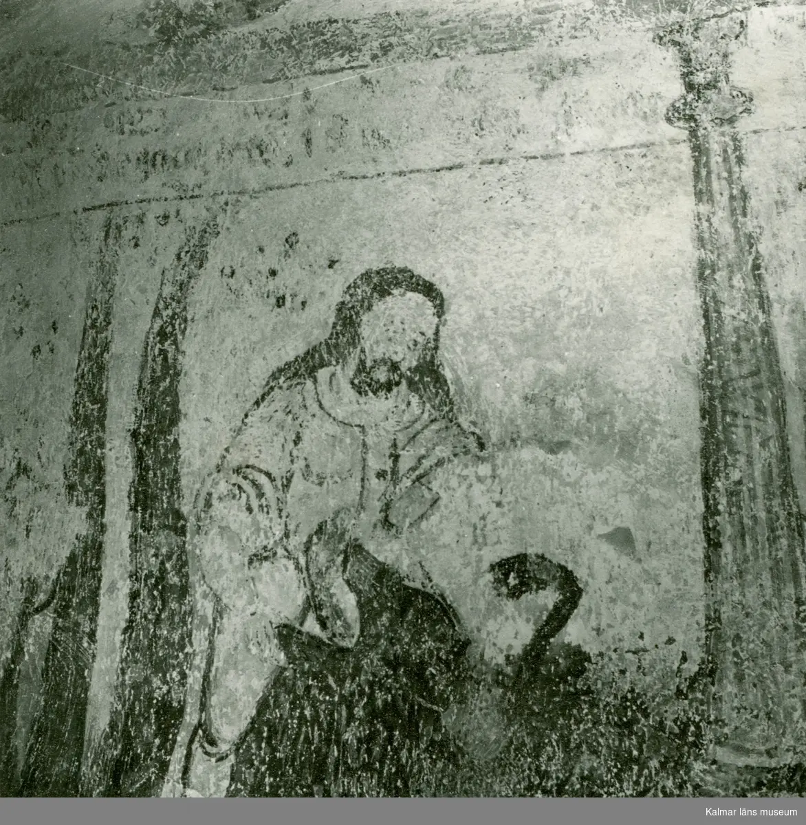 Målning på korväggen i Gärdslösa kyrka med motiv från berättelsen om Kain och Abel.