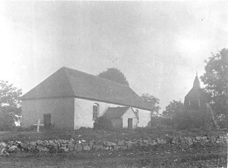 Trökörna socken. 
Gamla kyrkan från sydväst