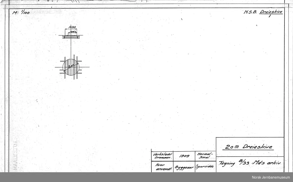 Oversiktstegninger fra NSB Verkstedkontoret
10 tegninger av svingskiver på jernbaneverkstedene