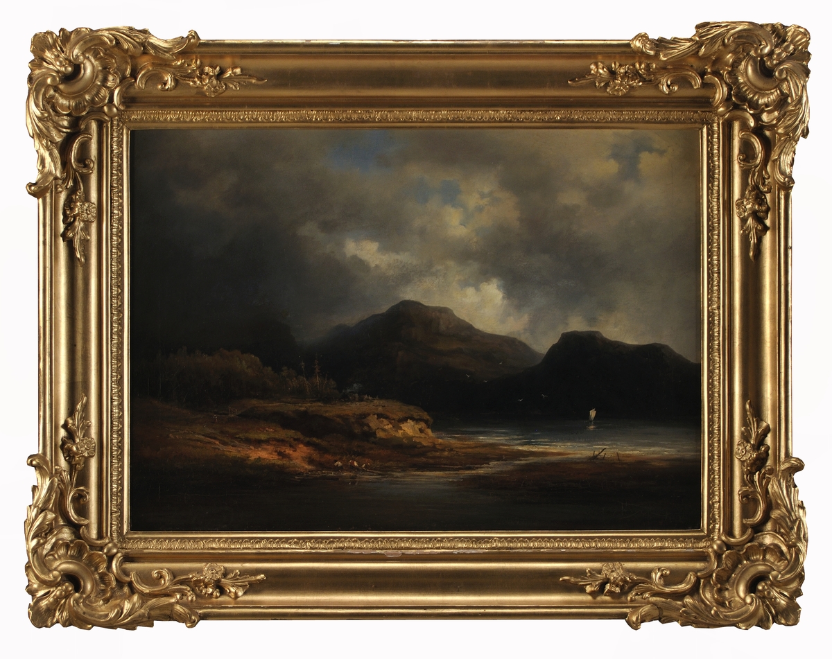 Hermelin, Olof, "Norskt landskap", oljemålning med förgylld ram.