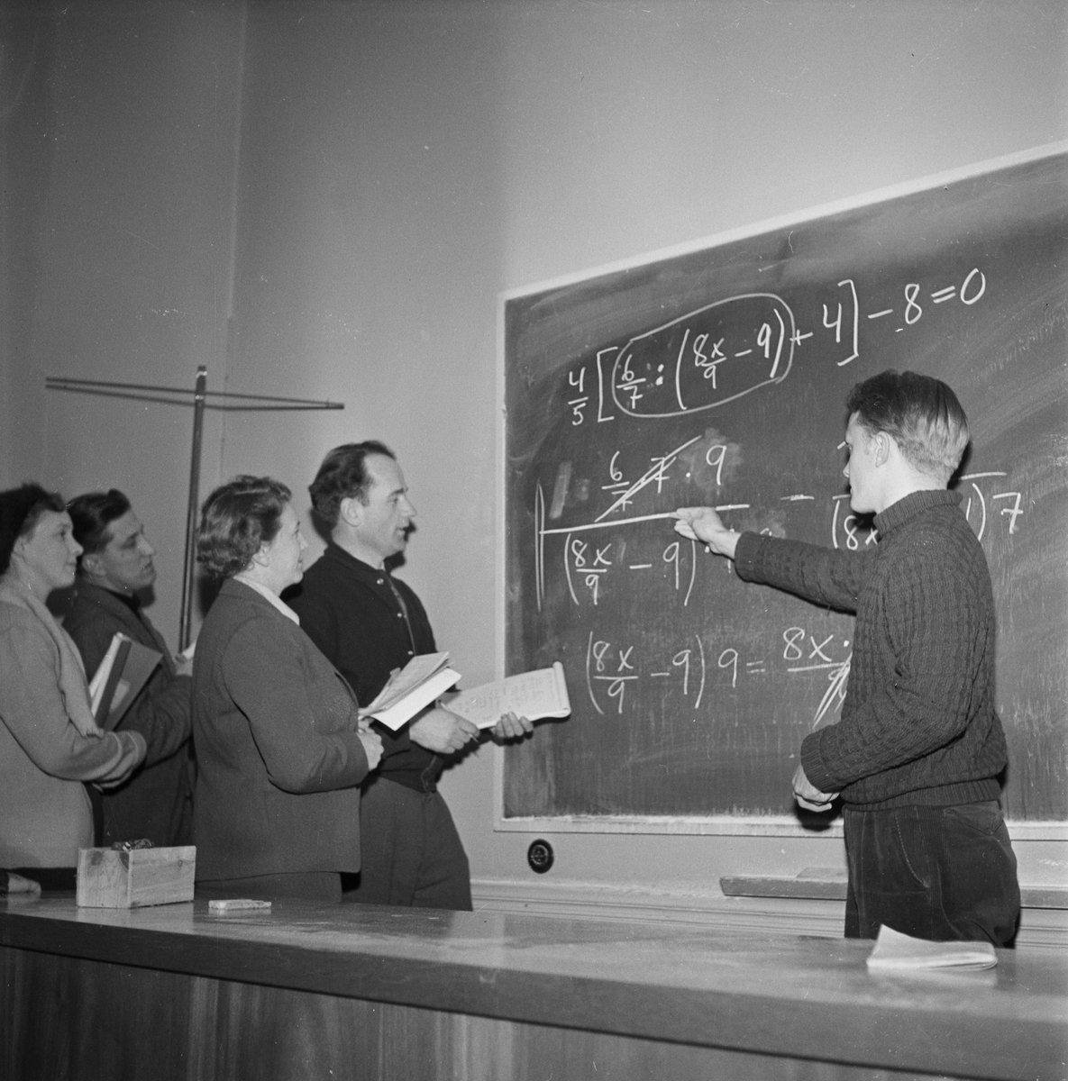 Läxhjälpskola för föräldrar till skolelever, Uppsala, februari 1954