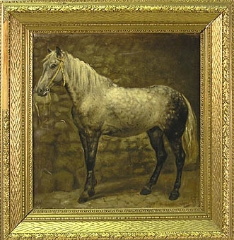 Enligt liggaren: Svart och grå häst, signerad: Segni 61.