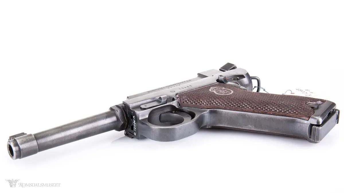 Pistol som designmessig ligner på en P08 Luger. Rekyldrevet, enkeltskuddspistol med låst sluttstykke og integrert hane.