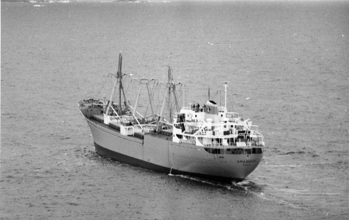 Byggenr. 44 v. Langesund Mekaniske Verksted: Amazonas.

Amazonas ligger ved kai ved verftet og på vannet.
9-17: Nyblin