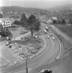 Trondhjemsveien. Krapp kurve ved Kalbakken. September 1963