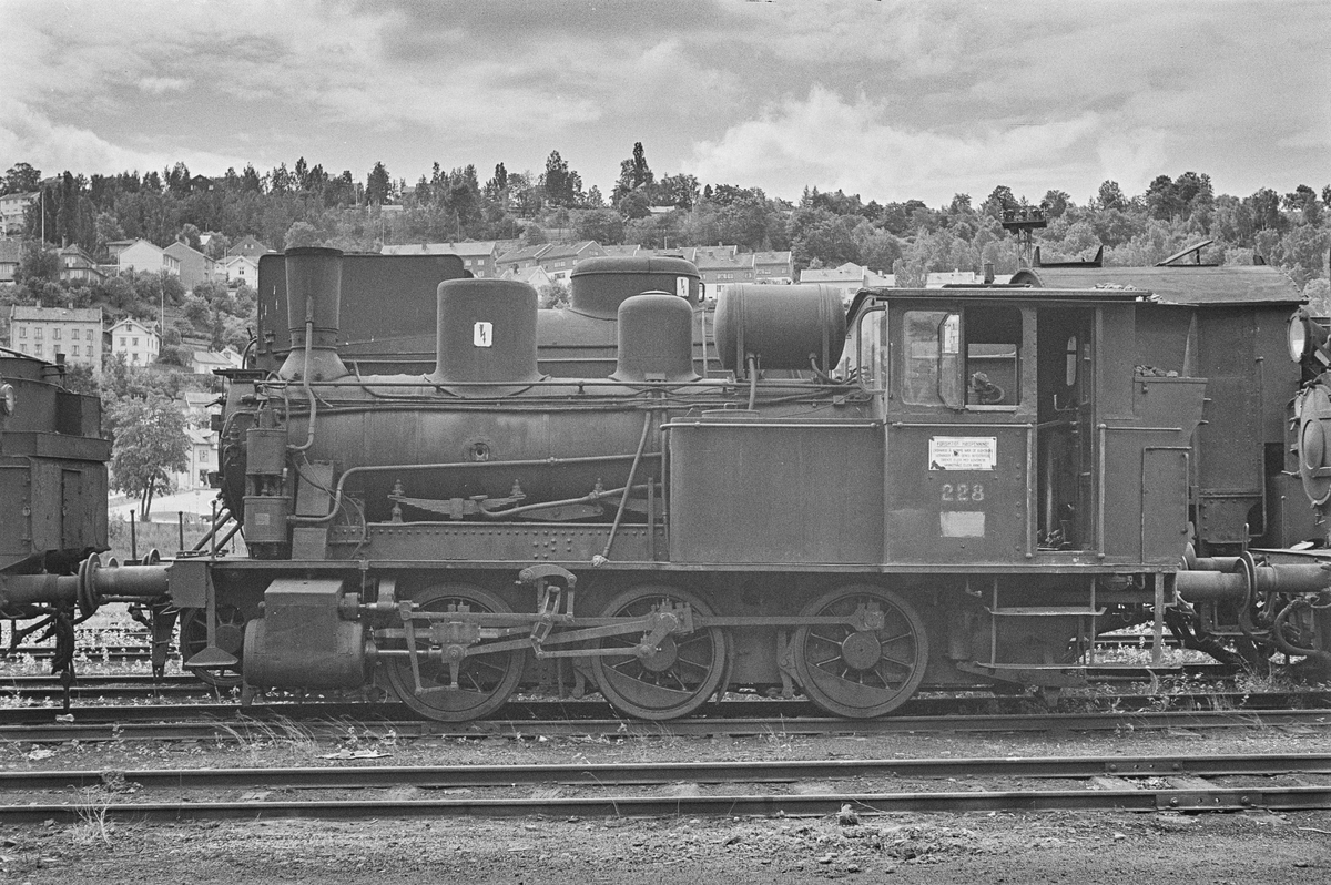 Hensatt damplokomotiv type 25a nr. 228 i Lodalen i Oslo.
