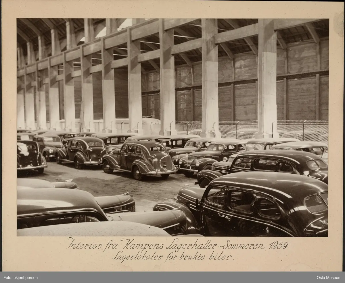 Kampens Lagerhaller, lager for Kolberg, Caspari & Co., interiør, bruktbiler