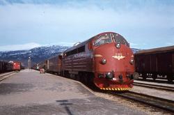 Diesellokomotiv Di 3 622 med sørgående dagtog 452 på Fauske 