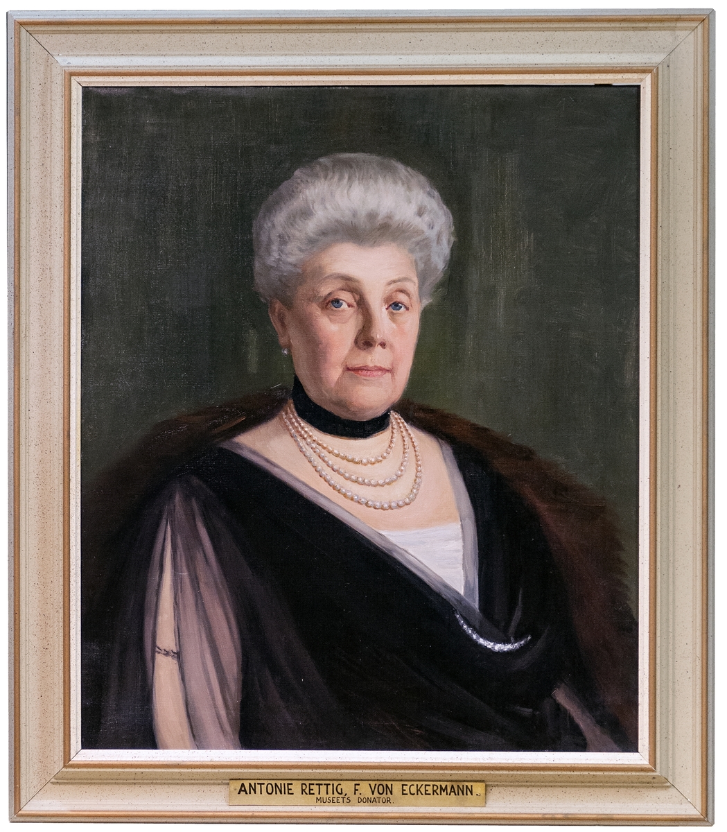 Porträttkopia föreställande konsulinnan Antonie Rettig, utförd av porträttmålaren Jean Haagen.