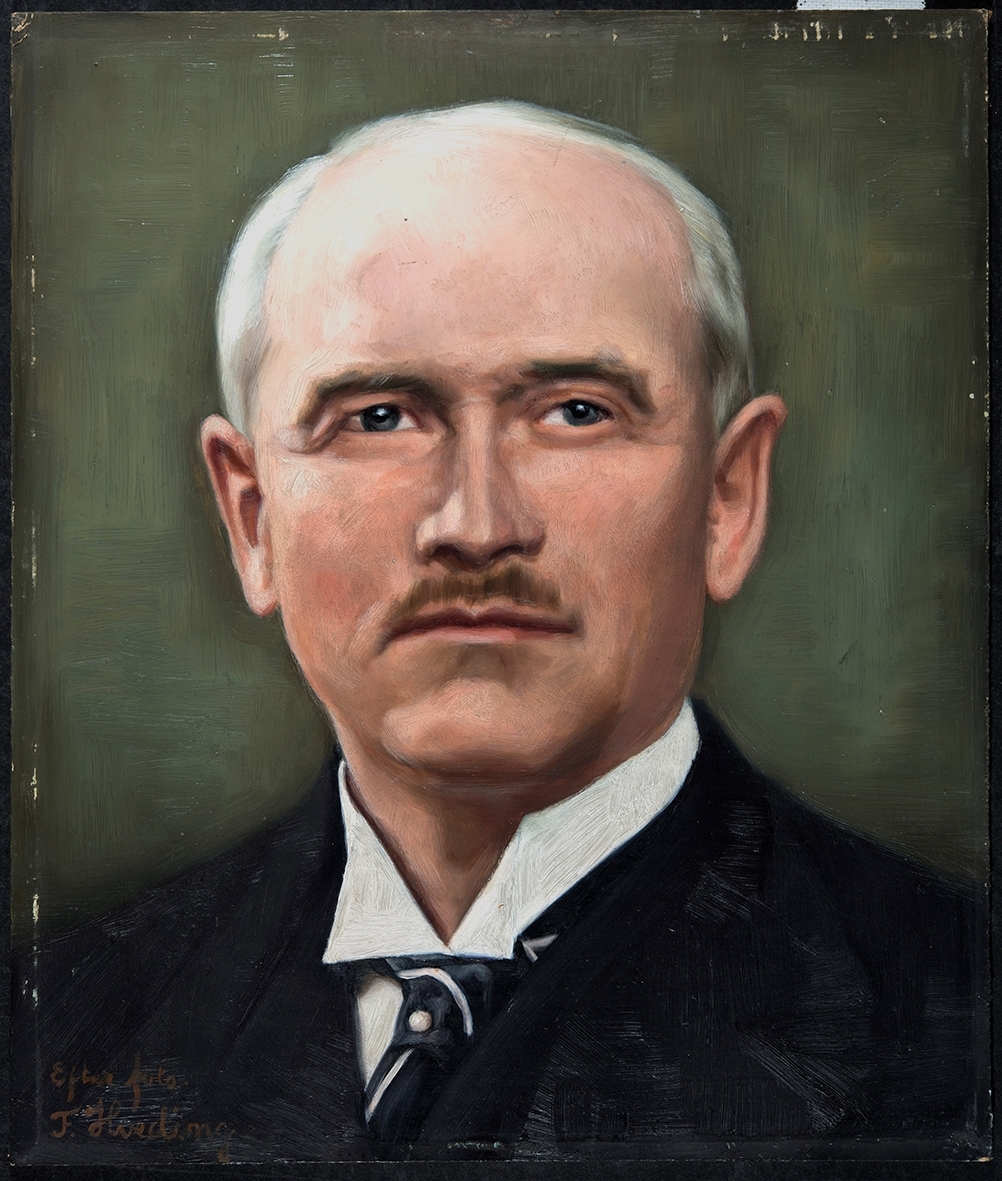 Portrett malt etter fotografi av Carl Bugge, Banksjef fra 1.11.1923-24.1.1946.