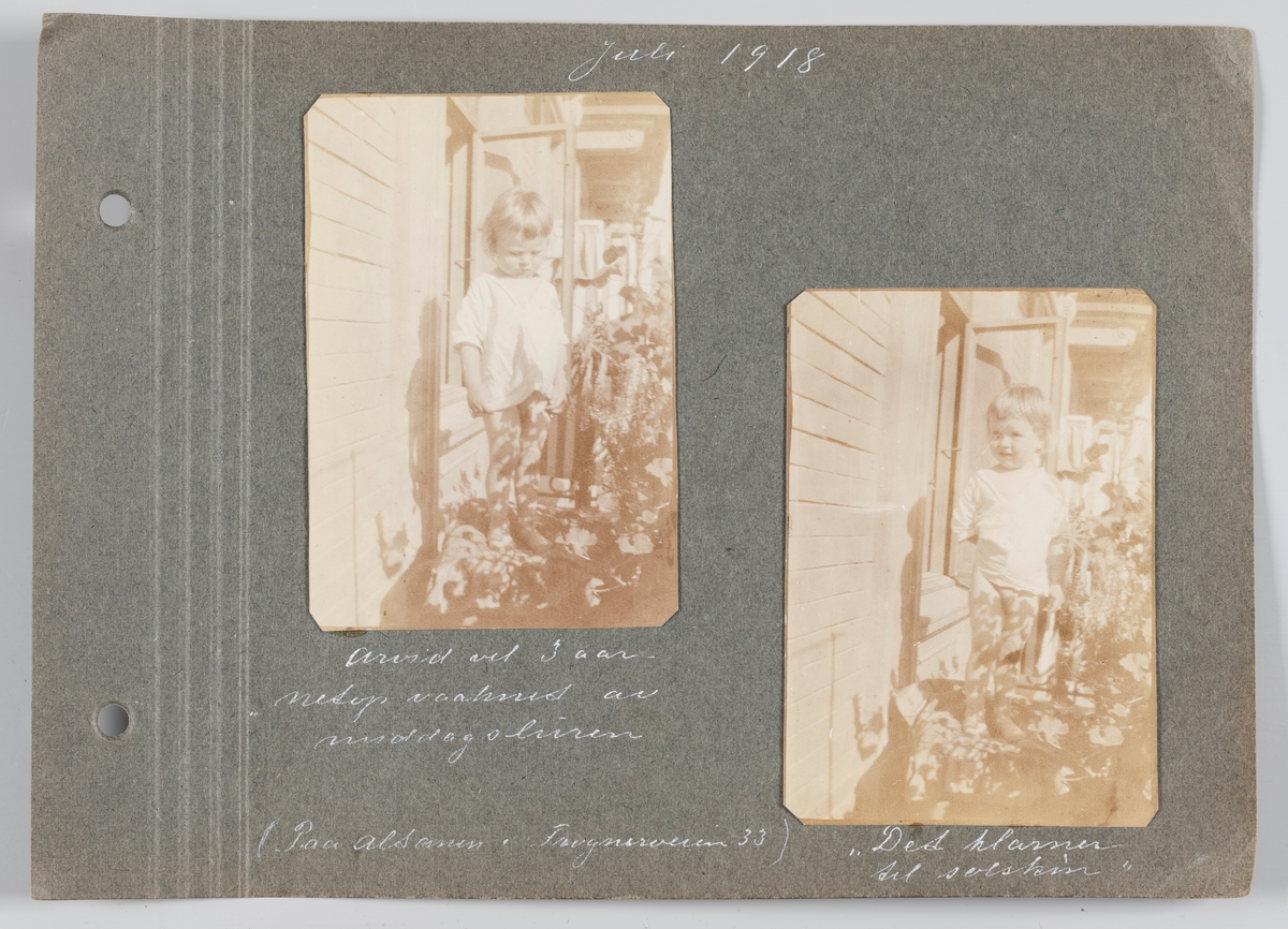 Begge bilder: Arvid Michelsen på balkongen i Frognerveien juli 1918