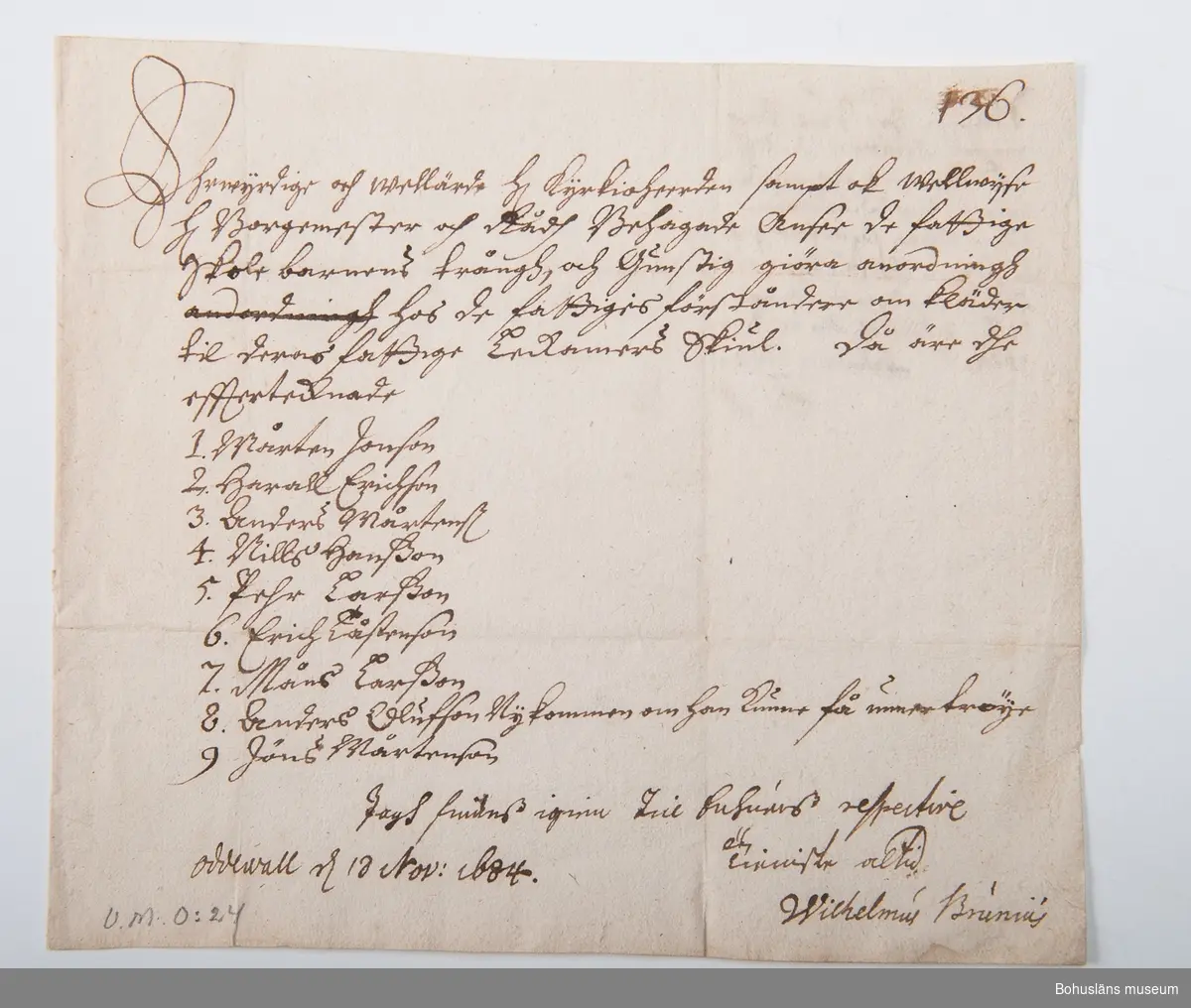 Skrivelse ang. utanordning av kläder till fattiga skolbarn i Uddevalla 18 november 1684.