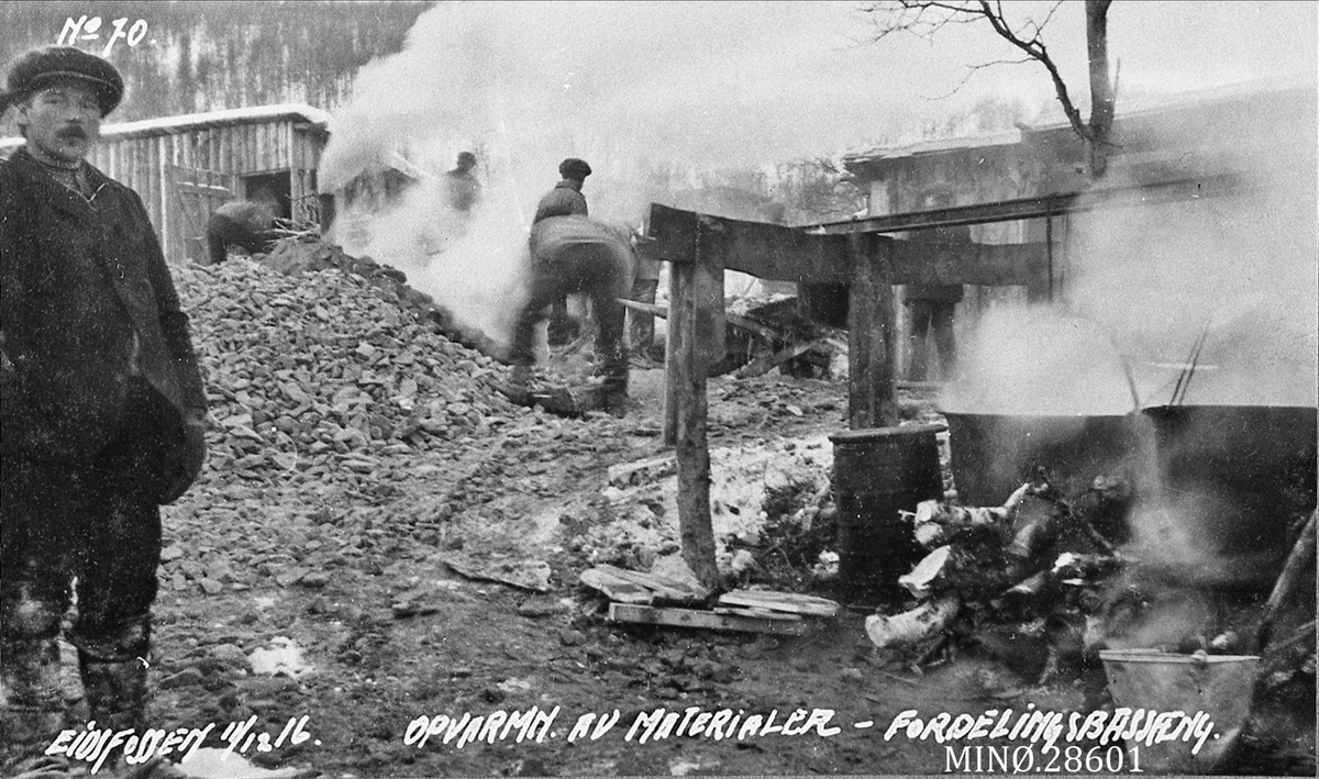 Eidsfossen 14. desember 1916 - "Oppvarming av materialer - fordelingsbassenget"