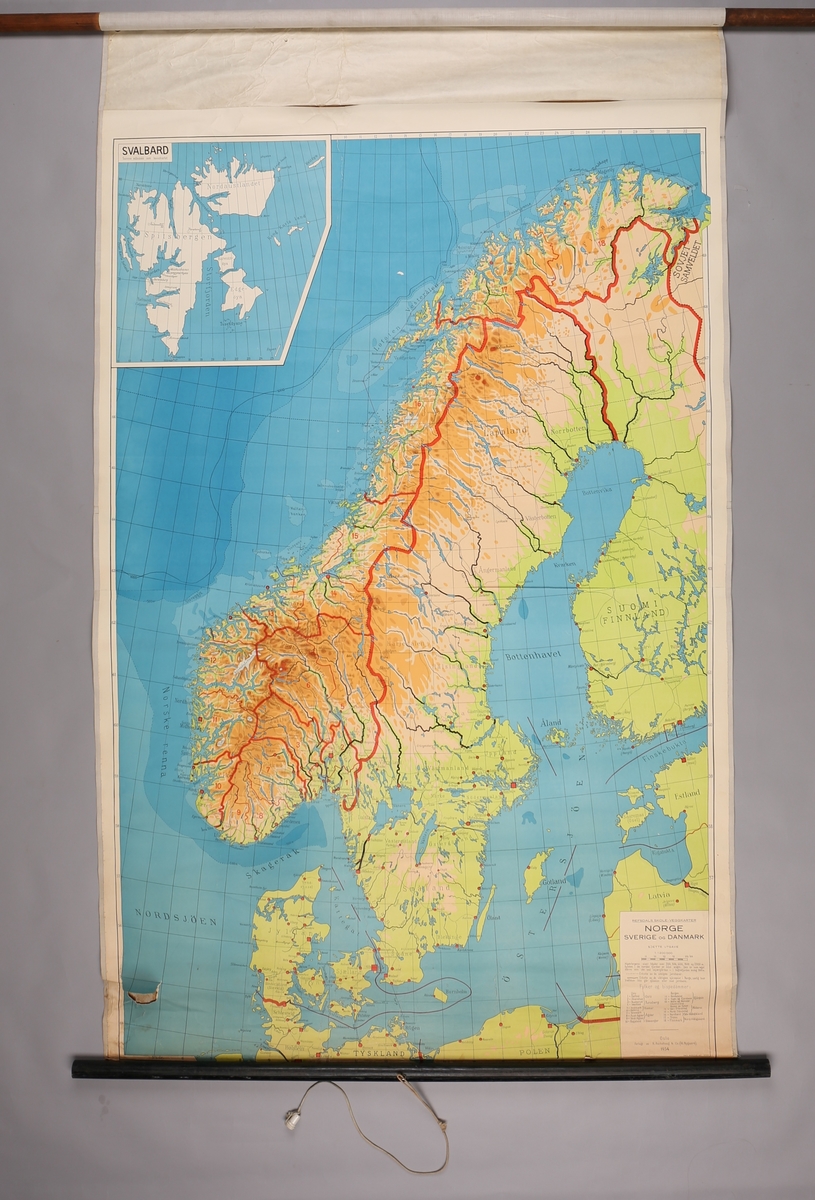 Kart over Norge/Svalbard, Sverige, Danmark.