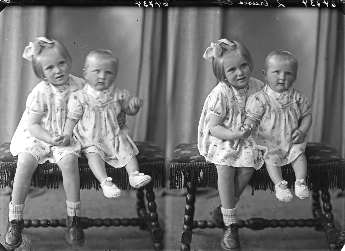 Portrett. Familiegruppe på to. Ung pike og et lite barn. Bestilt av John Johnsen. Karmsundsgt. 324