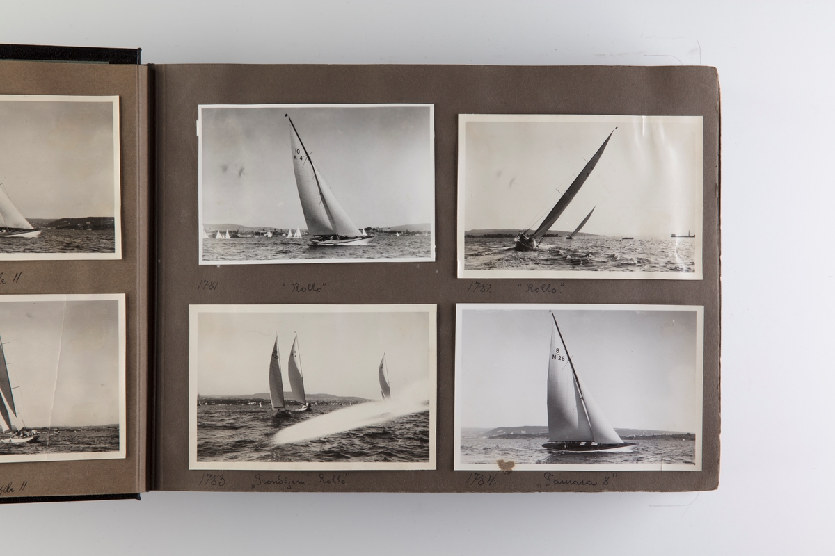 Album med fotografier av seilbåter fra regattaer i 1930-1933.