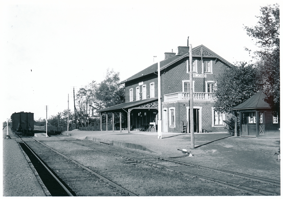 Vy över stationsområde i sjöbo på 1920- talet.