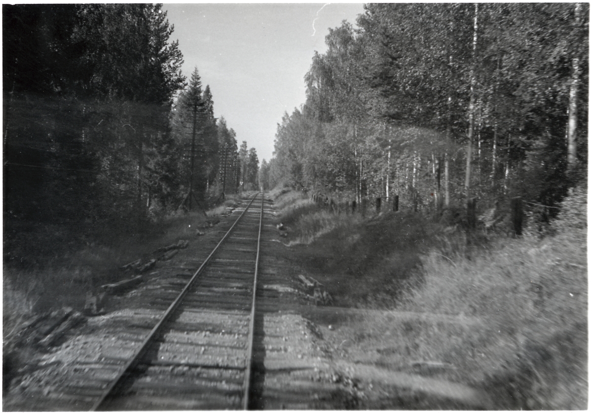 Vy över järnvägsspåret på sträckan mellan Blyberg - Gåsvarv.
