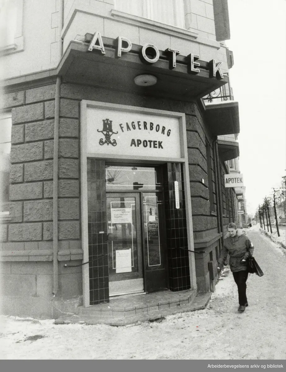 Fagerborg apotek. Januar 1982
