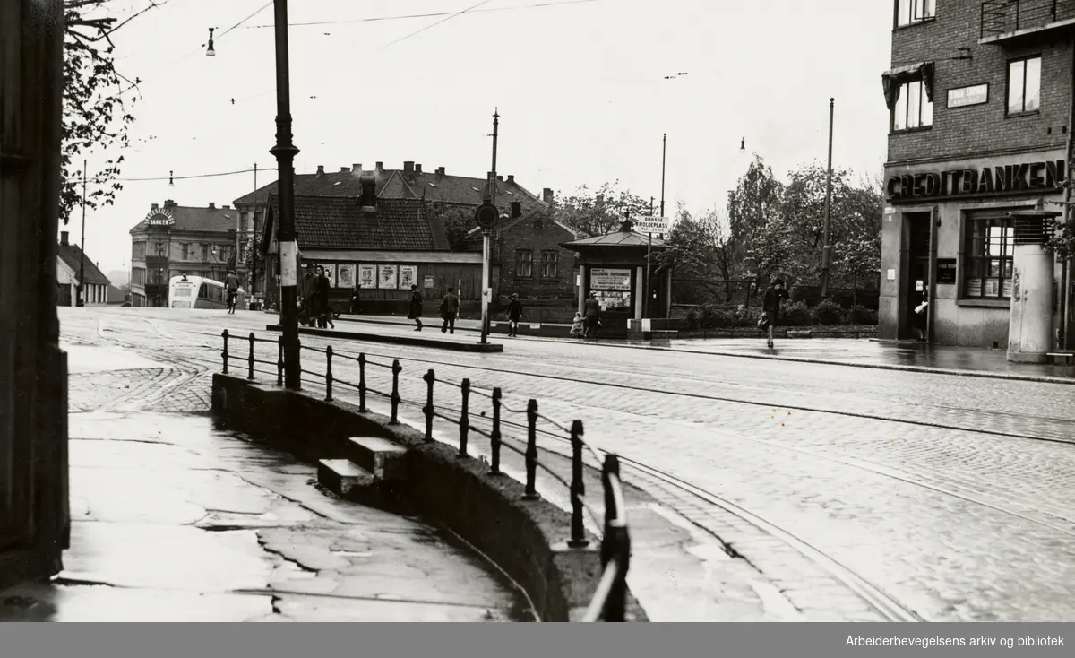 Galgeberg. Brannstasjonen skal bygges i trafikk-knutepunktet på Galgeberg. 29. mai 1942