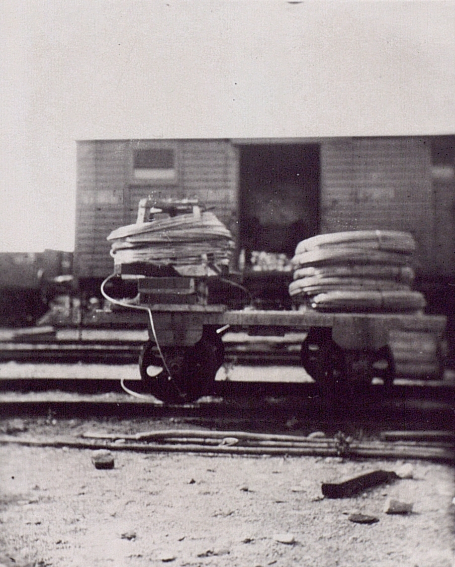 Malmö nät och stationer år 1890. Kablar på järnvägsvagn.