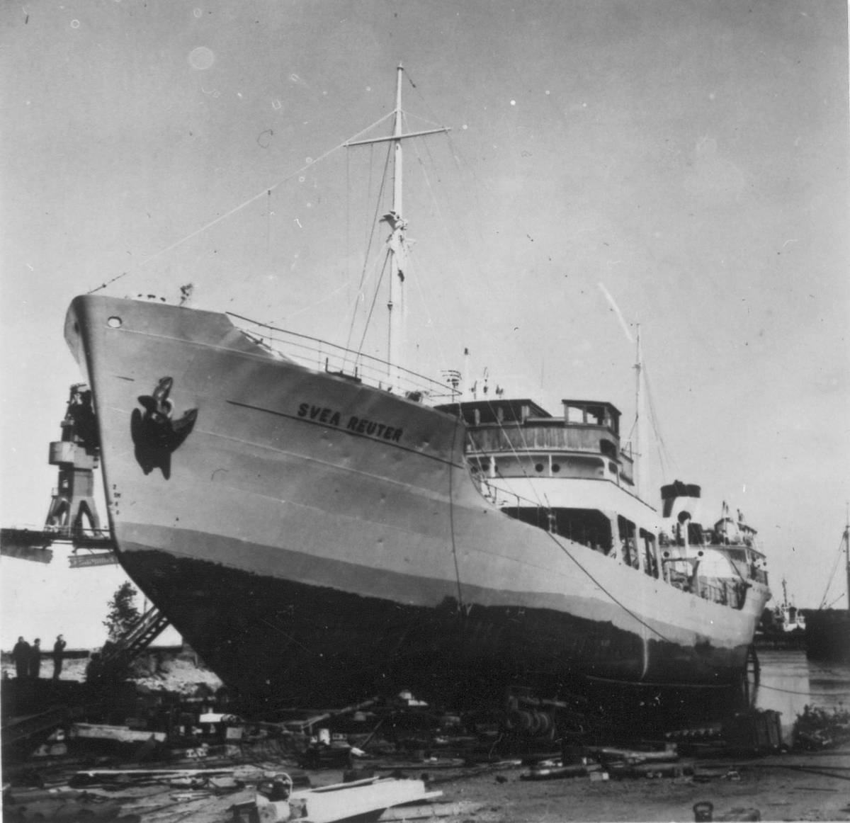 Svea Reuter, sista båt som lämnar slipern vid Gävle Varv.