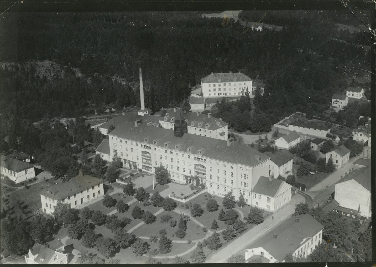 Flygfoto över länslasarettet i Hudiksvall.