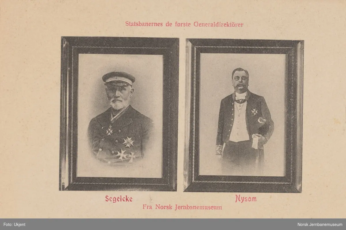 Jernbanemuseet julekort med NSBs første generaldirektører