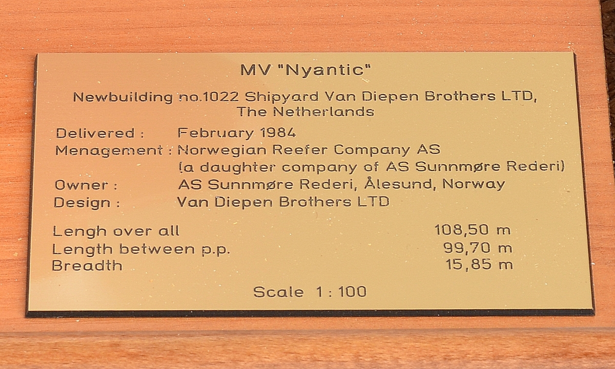 Skipsmodell av "MV Nyantic"