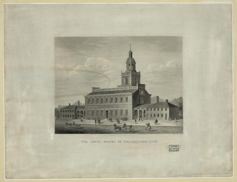 Independence Hall i Philadelphia. Gravering av J. Serz etter tegning fra 1776. Library of Congress (Foto/Photo)