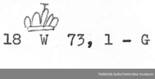 Kopparmynt. Åtsida: Krönt vapensköld och "1", "G" (C?) (teckning) Frånsida: Krönt namnskiffer (W) och präglingsår. 1873. Tyskland?