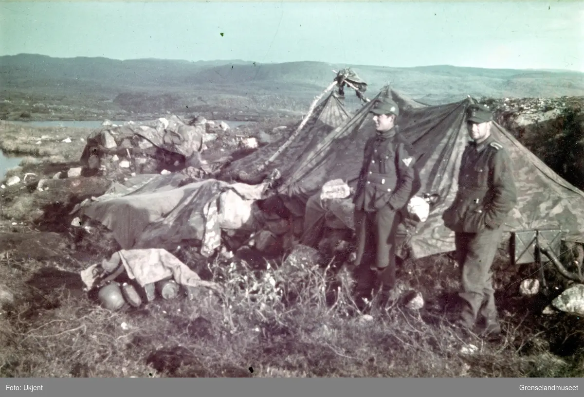 Fiskerhalsfronten eller Litzafronten. Juli 1941 - oktober 1944. Gebirgsjägere ved teltleir.