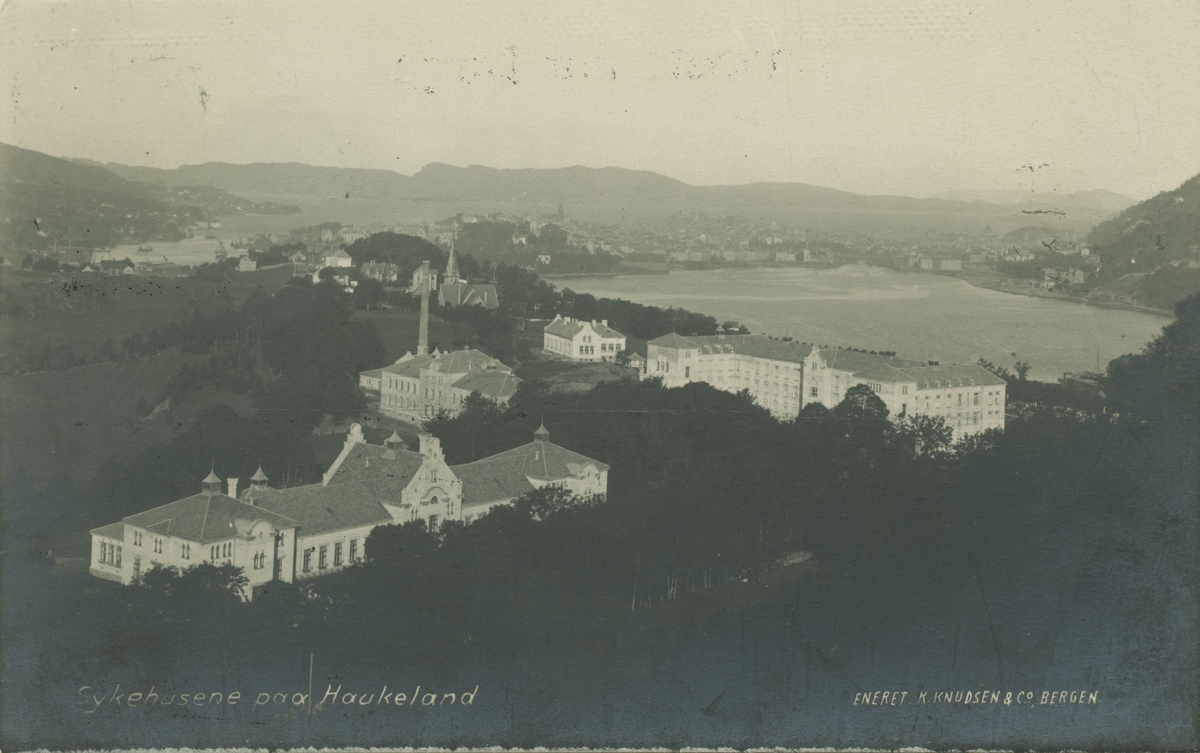 Bergen. Haukeland sykehus, 1912. Utgiver: K. Knudsen & Co.
