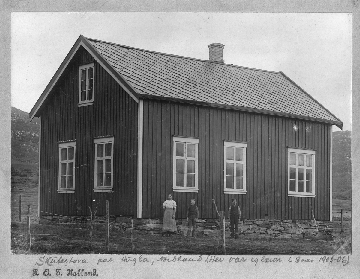 Skulestova på Hugla, Nordland. Sveinung Mosstoul var lærer der i 3 år 1903-06.