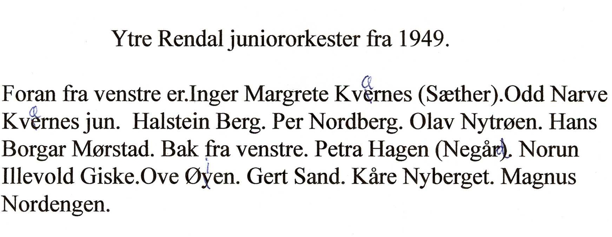Yrre Rendal juniororkester fra 1949. 