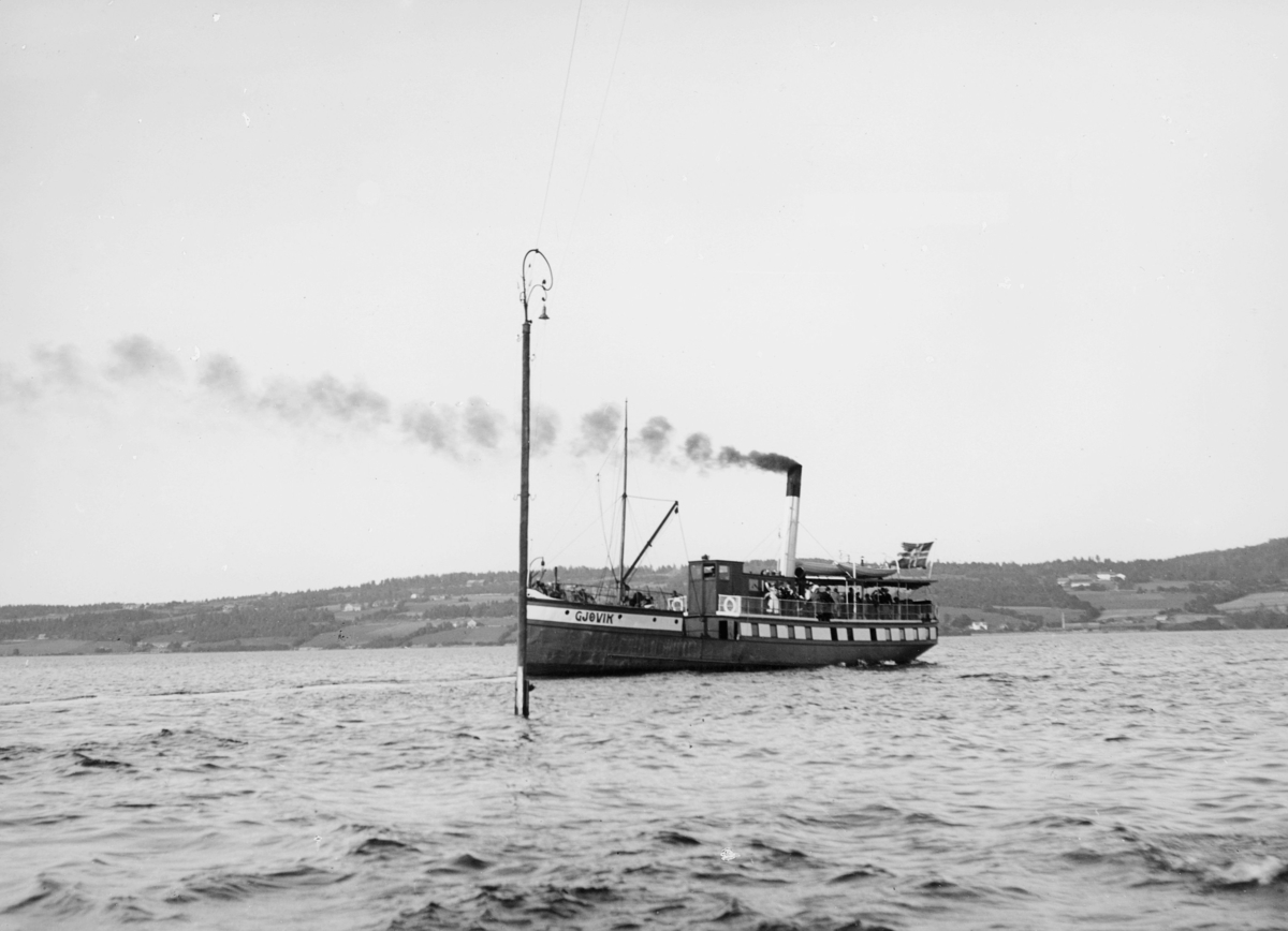 transport båt, eksteriør, Mjøsa, D/S Gjøvik, postflagg