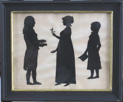 Klippet silhuett, familiegruppe, innr.