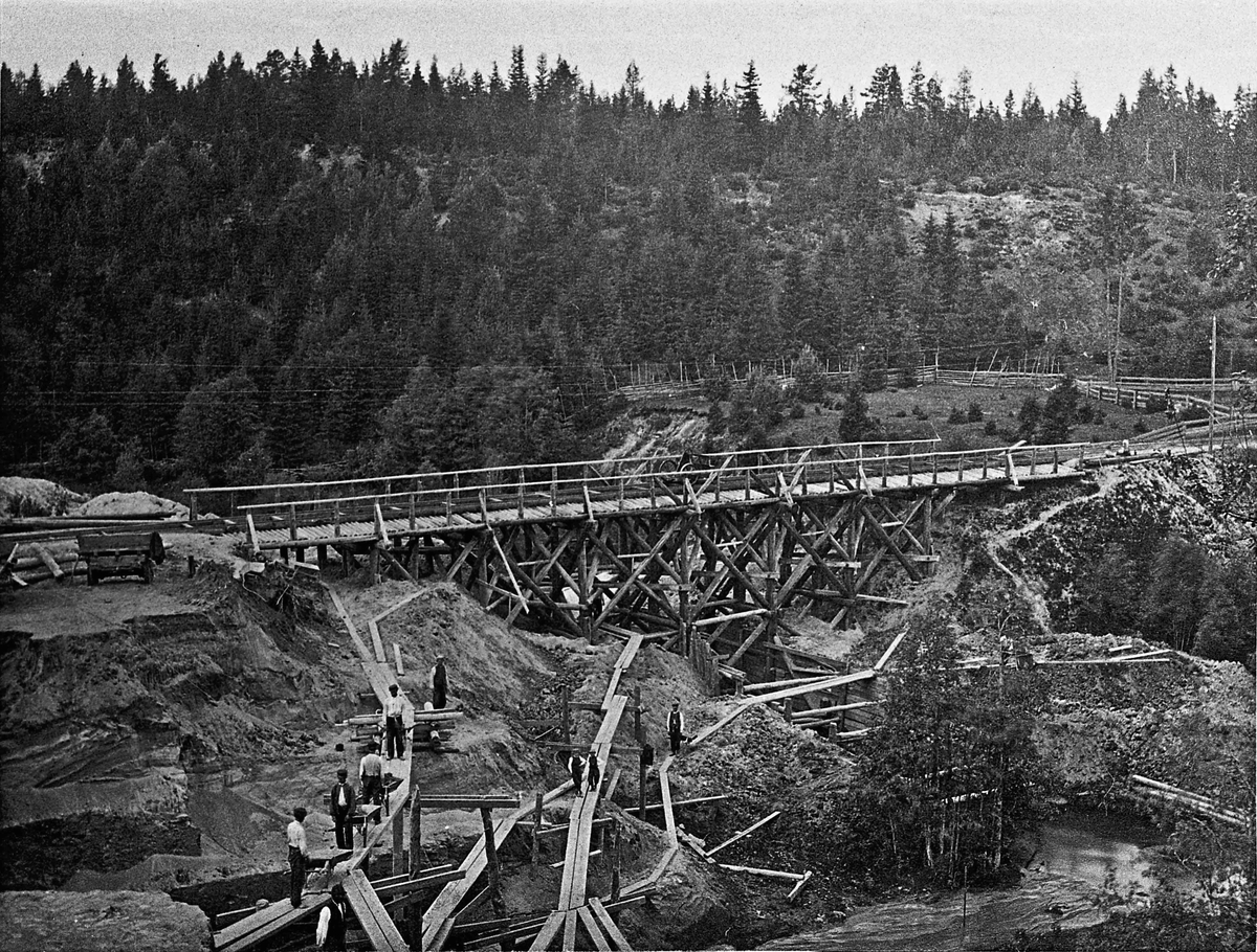 Bygging av jernbanebroer gjennom Eidsvoll