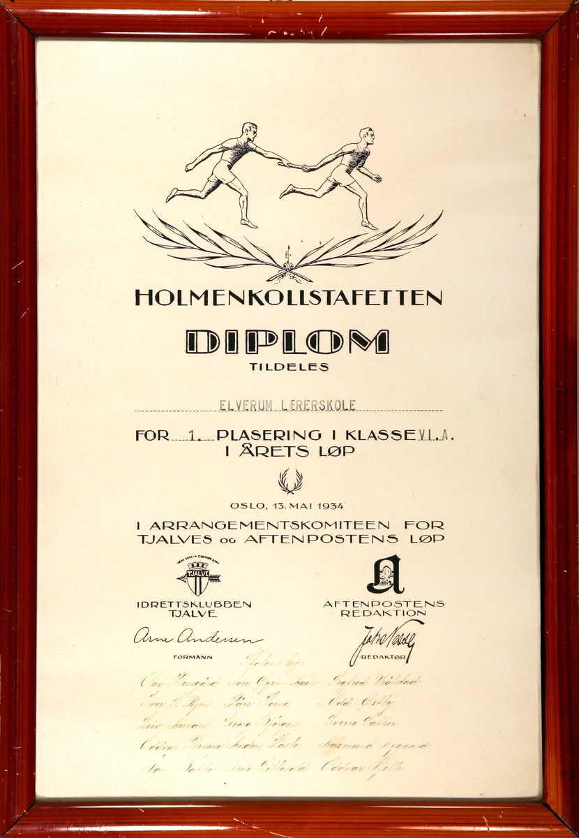 Diplom, Holmenkollstafetten 1934. 