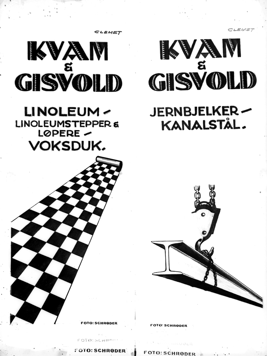 Reklame for firma Kvam & Gisvold