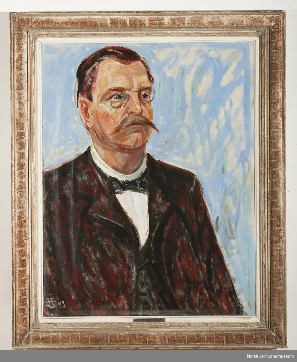 Maleri i ramme av generaldirektør Hans Hein Theodor Nysom. Generaldirektør i NSB 1900-1903.